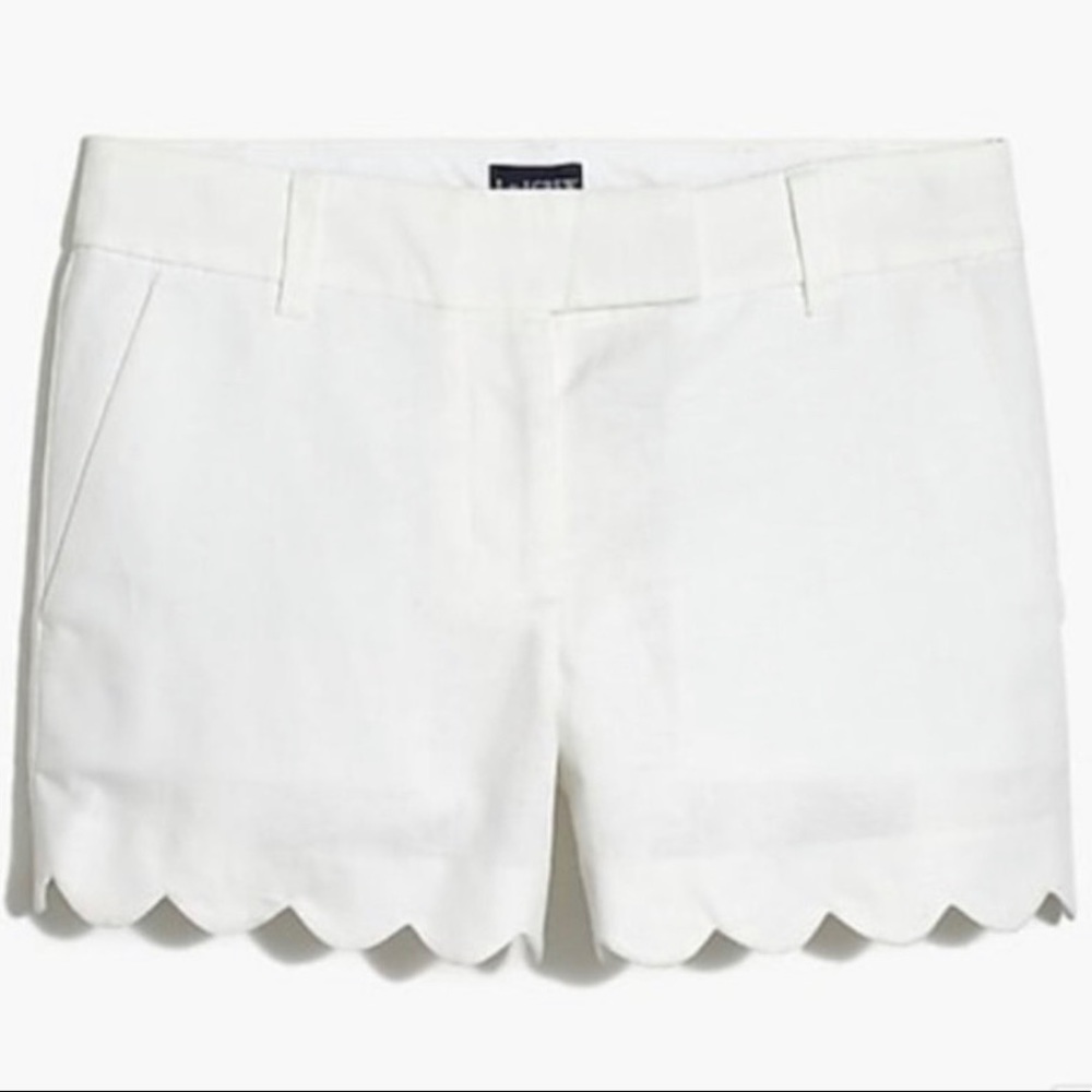 J. Crew White scalloped 4 inch shorts NWOT size 2
